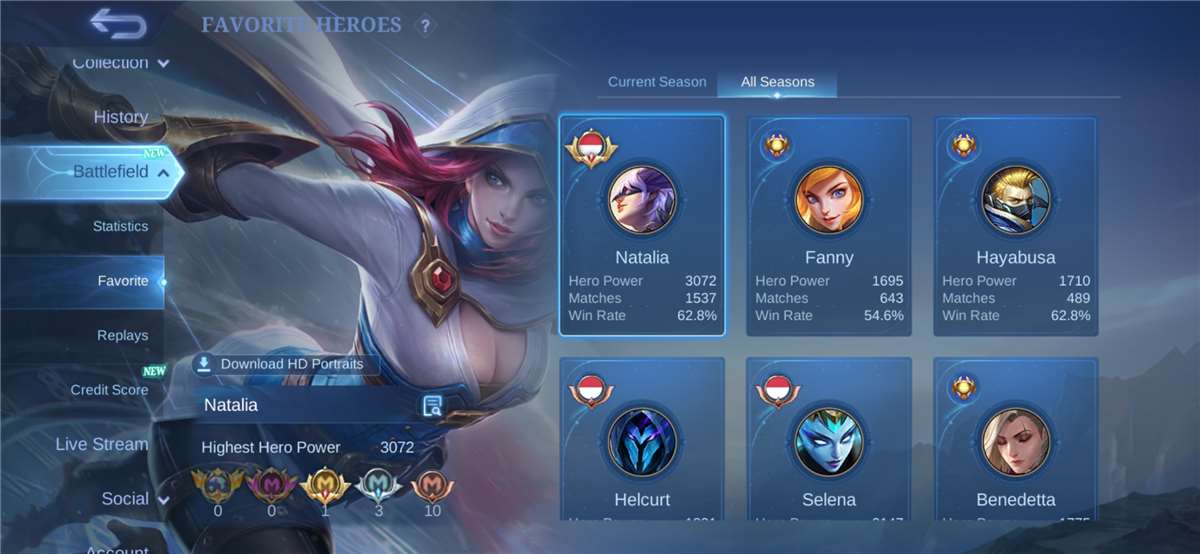 Game account sale Mobile Legends